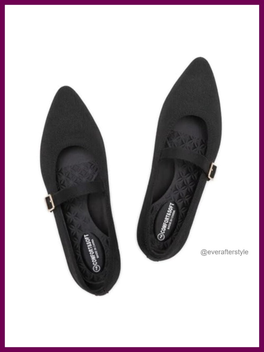 Women's Mesh Knit Flats Pointed Toe Mary Jane Adjustable Strap Washable